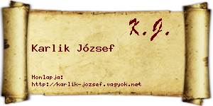 Karlik József névjegykártya