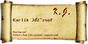 Karlik József névjegykártya